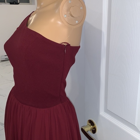 DRESS the population Burgundy Red One Shoulder bridesmaid midi dress size Small - Picture 6 of 15